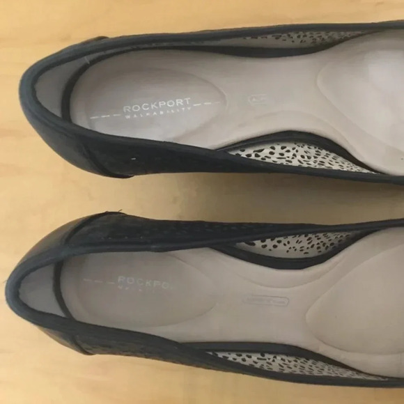 Rockport, open toe pump, leather shoe, Womans size 8.5 US black - Picture 8 of 14